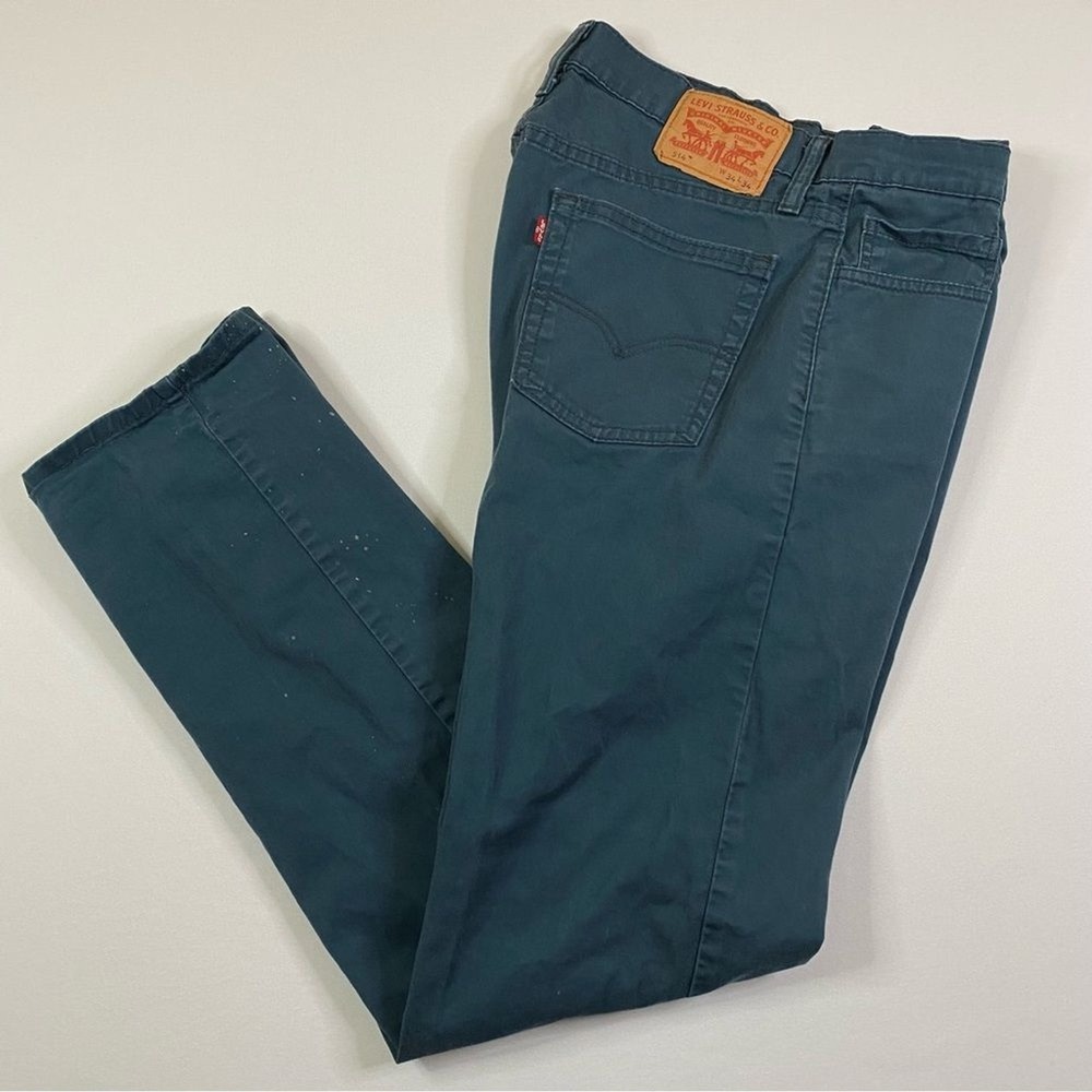 Levi's 514 Jeans Men's 33x31 Cyan Blue Straight Leg‎ Bleach Splatter Grunge